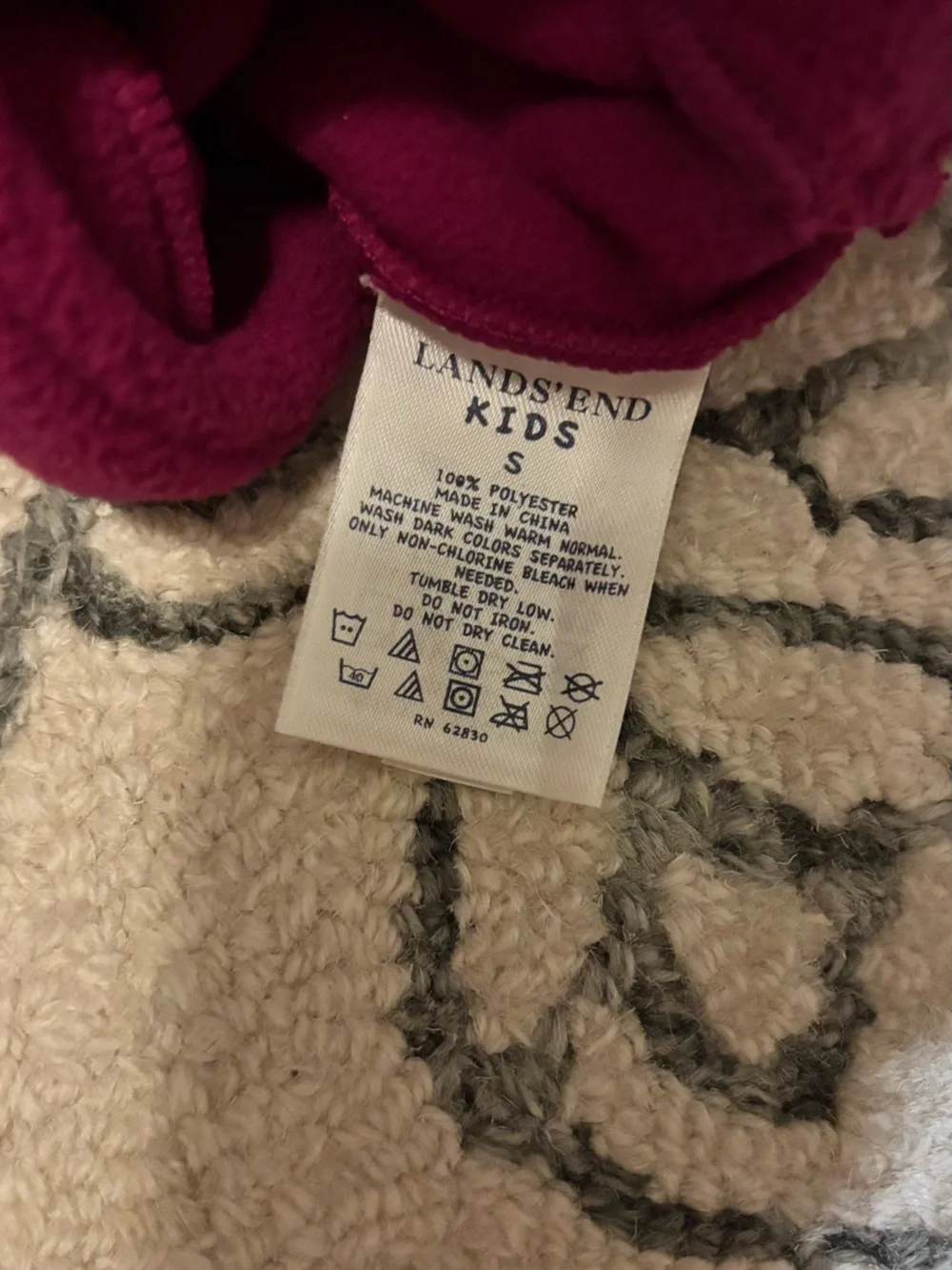 Lands' End Kids Fleece Earflap Hat - Deep Berry